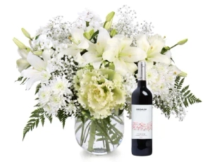a white bouquet plus red wine