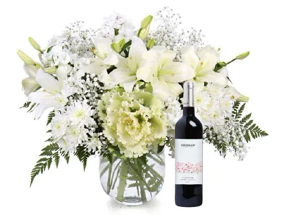 a white bouquet plus red wine