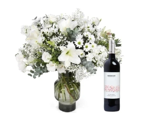 a white bouquet plus red wine