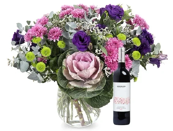 An elegant and velvety bouquet plus red wine bottle