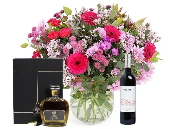 pink bouquet, olive oil & red wine
