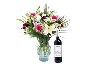 Bouquet of Greetings & Wine