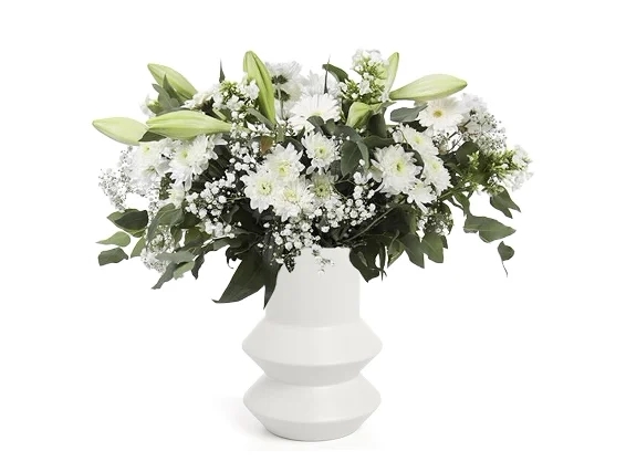 White flowers + Ceramics Vase