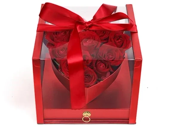 1 lovely red roses in a luxurious red box.