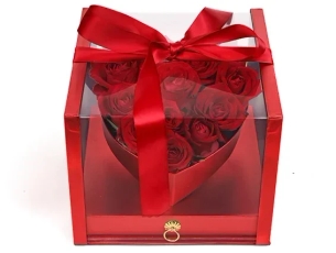 1 lovely red roses in a luxurious red box.