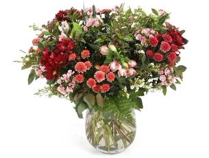 'Desert Magic' bouquet in shades of pink, burgundy, white and green branches