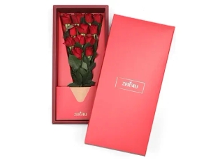 11 lovely red roses in a luxurious red box
