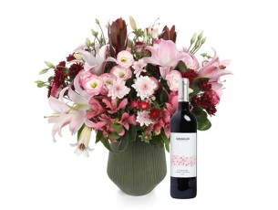 Pink & bordeaux Bouquet + red LANDA Wine