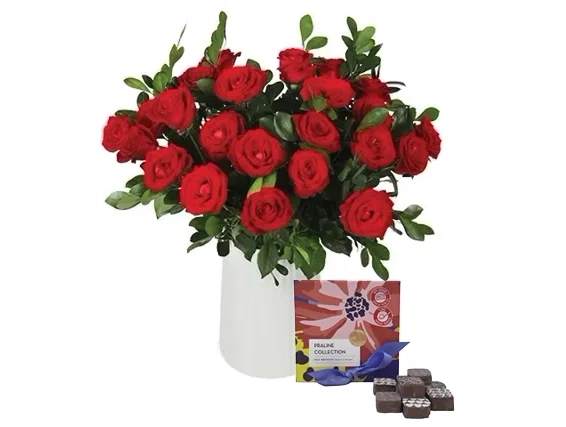 Red roses and pralines