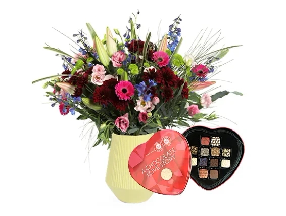 Magical Forest Bouquet plus love chocolate pralines