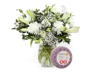 White flower bouquet & Dark chocolate box